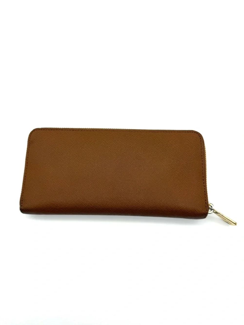 Michael Kors Jet Set Saffiano Zip Around Wallet Brown and Gold